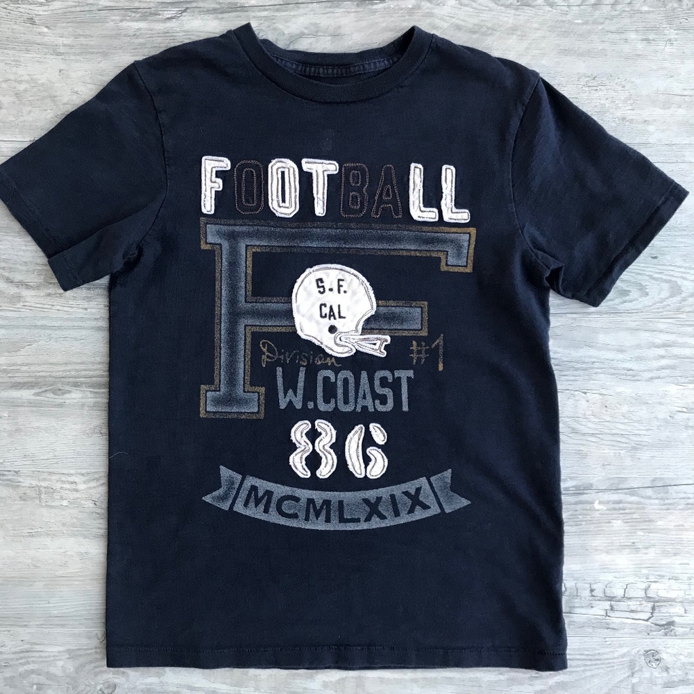 GAP Navy T-Shirt With Football Appliqué Size Lg 10